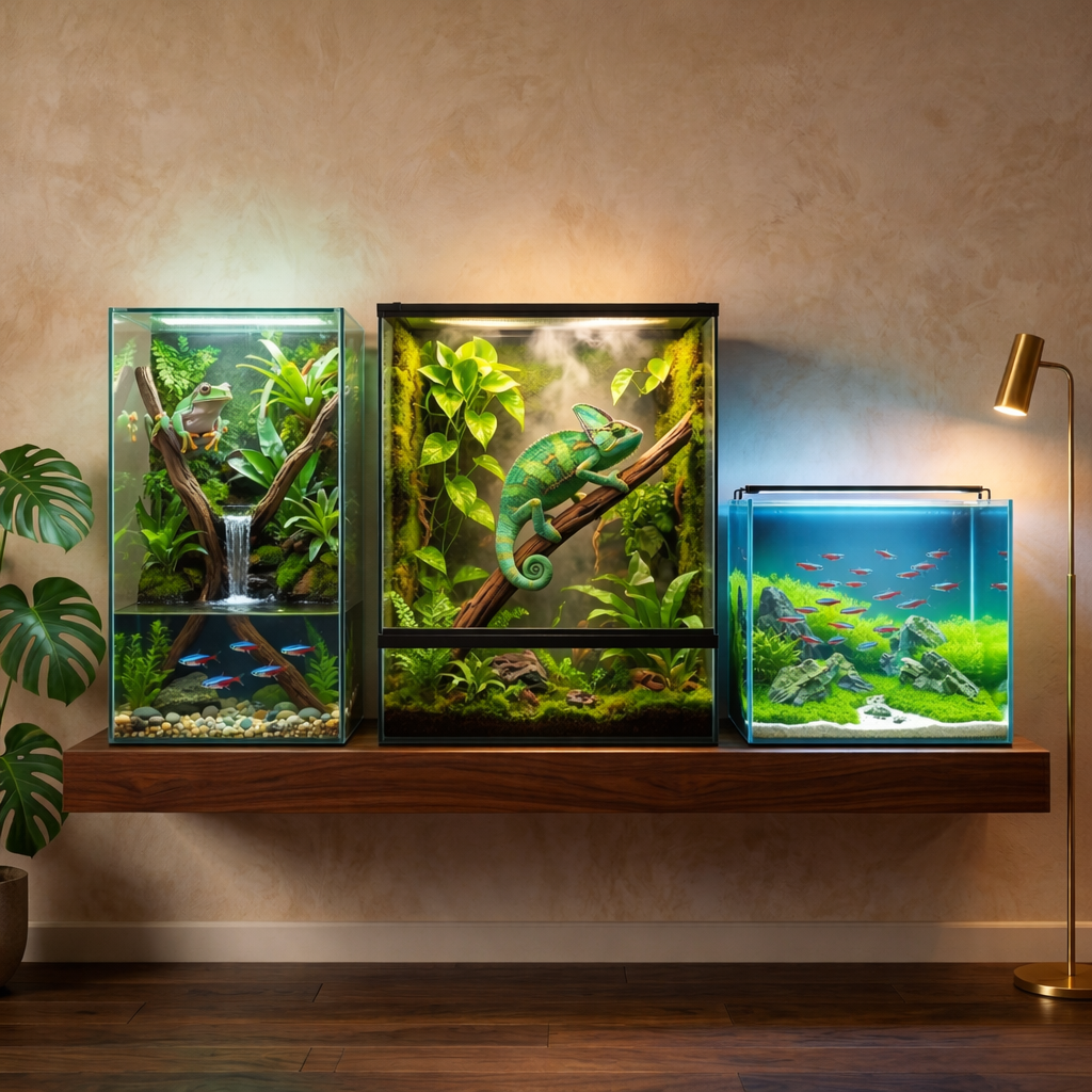 Collection paludarium vivarium aquarium trois mondes premium reptiles poissons MaisonZenarium