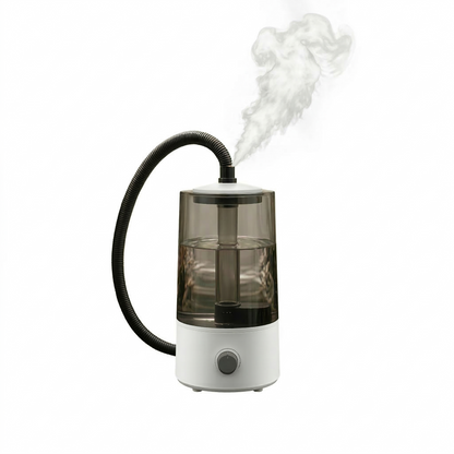Humidificateur blanc terrarium fond blanc.