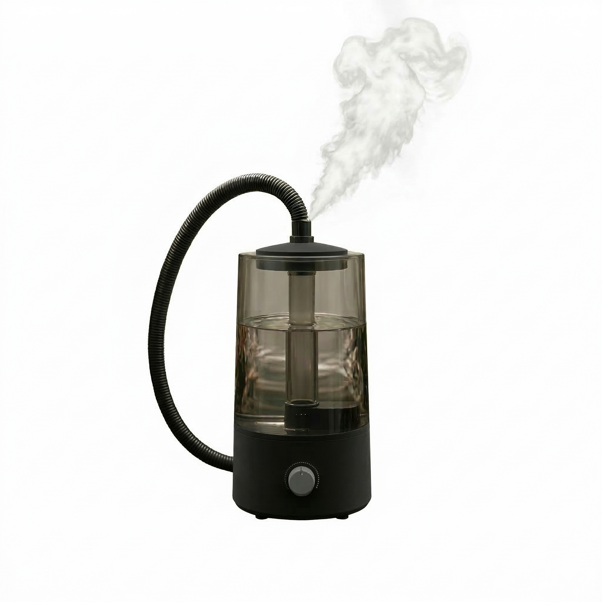Humidificateur noir reptile fond blanc.