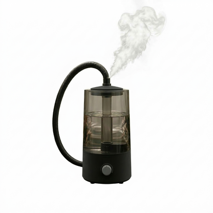 Humidificateur noir reptile fond blanc.