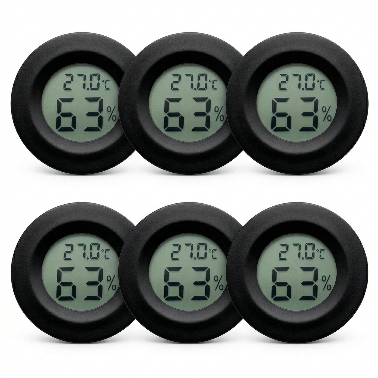 Pack 6 hygromètres thermomètres LCD noir terrarium reptile