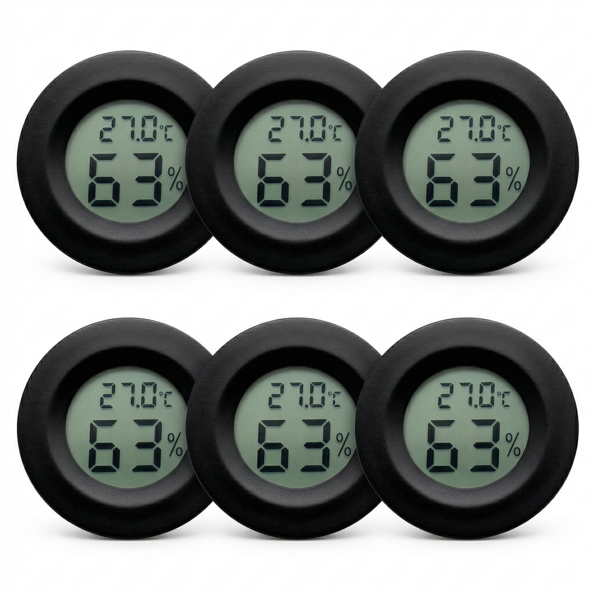 Pack 6 hygromètres thermomètres LCD noir terrarium reptile