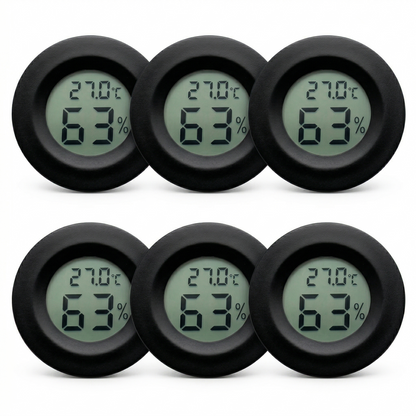 Pack 6 hygromètres thermomètres LCD noir terrarium reptile